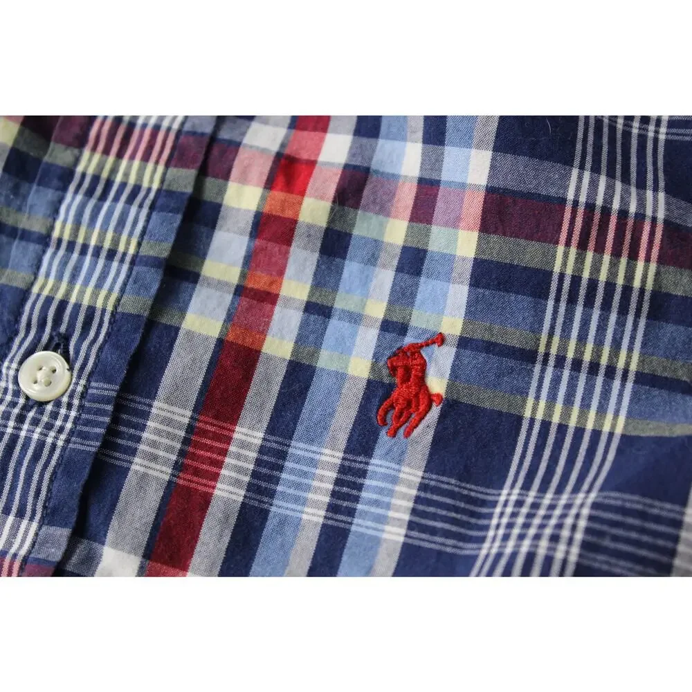 Ralph Lauren Polo Blue Label Short Sleeve Button Down Plaid Shirt Boys Size 5
